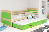 Lit ado gigogne Rico 90X200 avec matelas et tiroir, pin/vert