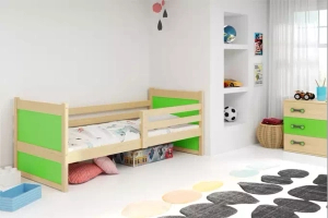Lit ado simple Rico 90X190 avec matelas, pin/vert